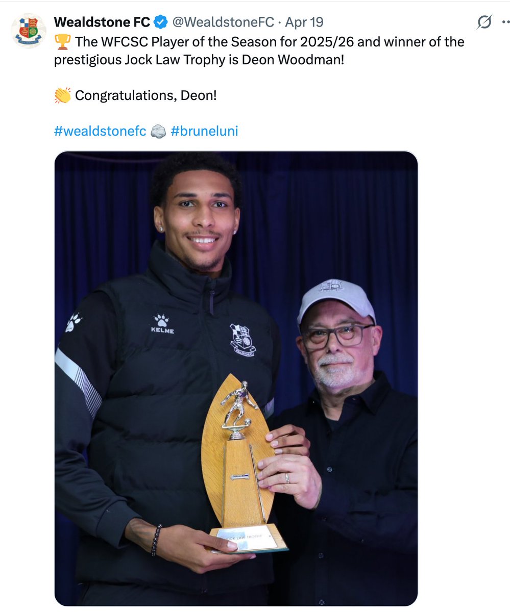 QPRReport's tweet image. And a few days ago, former #QPR defender, Deon Woodman named @WealdstoneFC Supporters Club Player of The Season - Congratulations (and good luck at Wembley @Deonwoodman1)