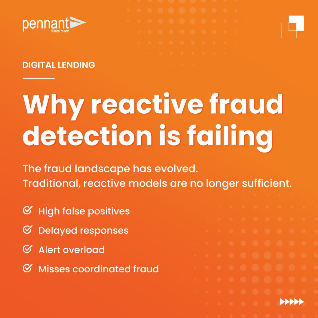 pennanttech's tweet photo. The fraud landscape has evolved. 
Traditional, reactive models are no longer sufficient.

In digital lending, fraud doesn’t wait for alerts.
It moves across the loan origination journey and beyond, often before teams can respond.

In this blog, Neharikka Siingh, Delivery Manager at Pennant, shares insights on why reactive fraud detection is falling short, and how agentic AI is enabling a shift toward real-time, lifecycle-wide fraud prevention.

Swipe to see what needs to change.

What does your fraud detection look like today, reactive or proactive?

Know more: https://t.co/zK4Yu3ZeHm

#digitallending #frauddetection #agenticai #fintech #ai #fintechinnovation #pennanttech