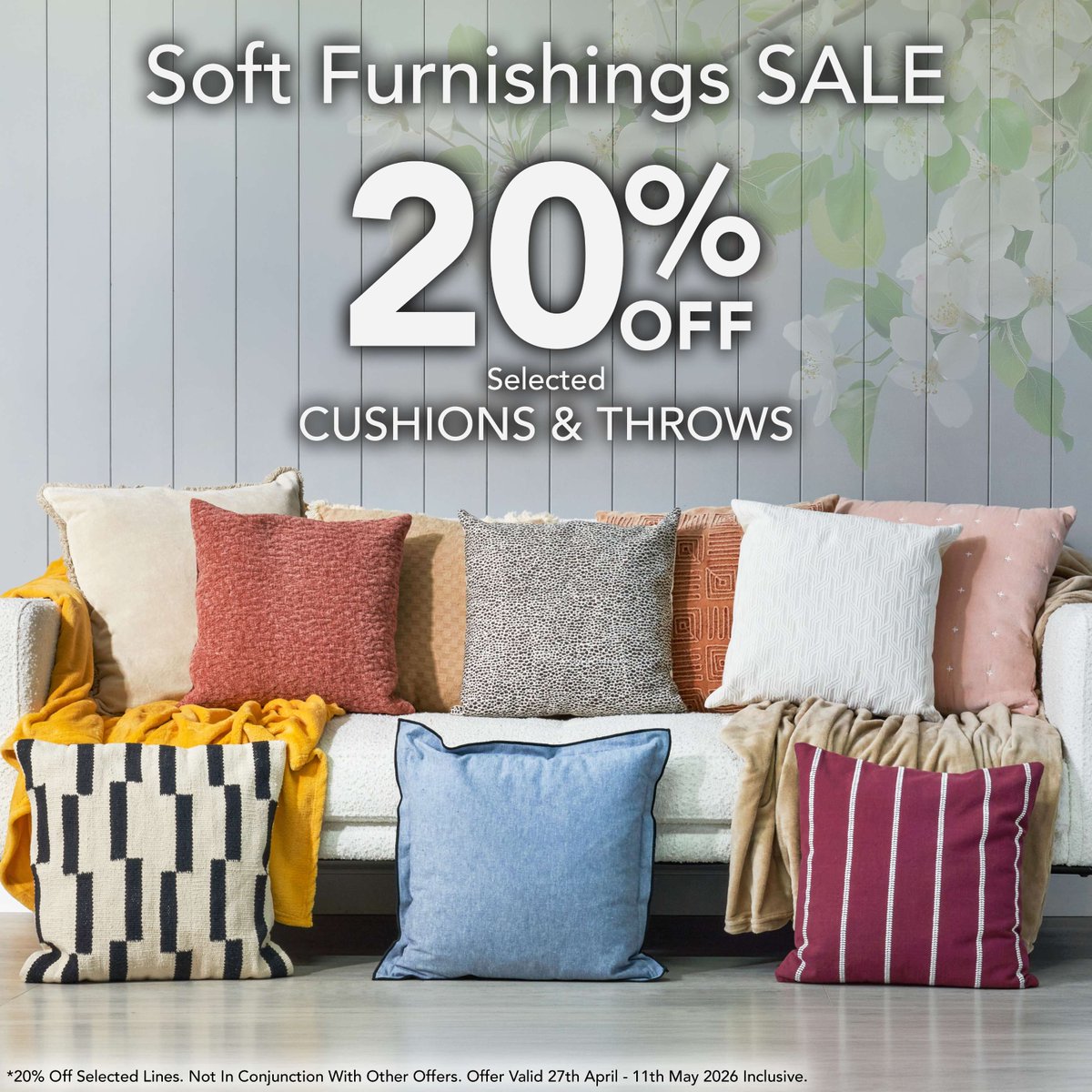 BHS_UK's tweet image. 🌿 SPRING SOFT FURNISHINGS SALE 🌿

Update your space for less ✨

Enjoy 20% OFF selected cushions &amp;amp; throws — the easiest way to give your sofa a fresh spring lift.

Ends 11 May 2026

👉 bhs.com/new-in/all-off…

#SpringSale #20Off #SoftFurnishings #HomeRefresh #UKSale