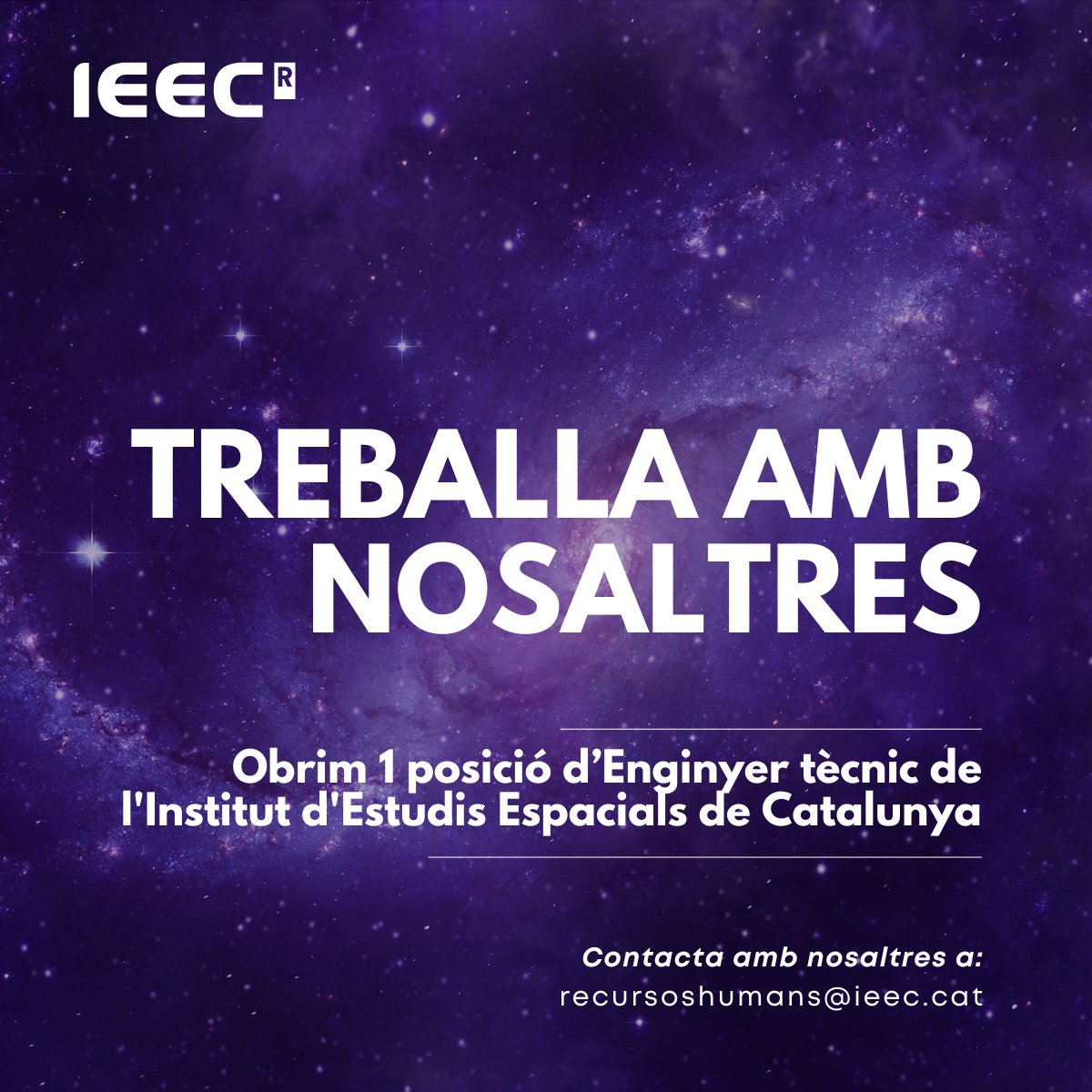 IEEC_space's tweet photo. 📣 L’#IEEC obre una posició d’Enginyer tècnic de l'Institut d'Estudis Espacials de Catalunya

▶️ Detalls de l’oferta 👉 https://t.co/91rXtOGxPH

📆 Termini màxim: 14 de maig de 2026

📬 Si hi estàs interessat, escriu a recursoshumans@ieec.cat

#ocupació #feina #aeroespacial #innovation #innovació #espai #ESA #Plato #Ariel #Marvel