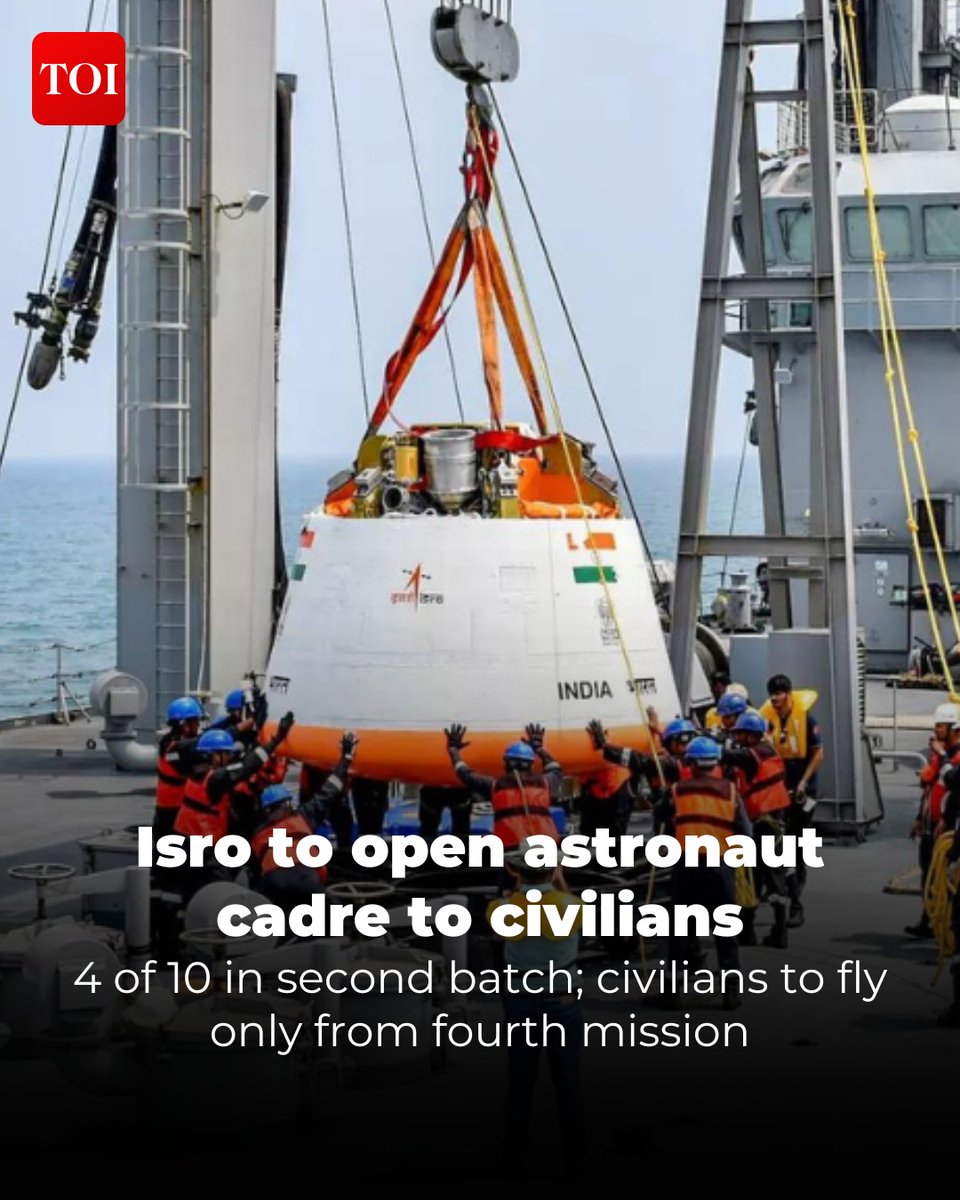 timesofindia's tweet photo. #India’s #astronaut cadre is expected to open to civilians for the first time, marking a shift in how #Isro is preparing for the future of human #spaceflight beyond the first few #Gaganyaan missions.

Details here 🔗https://t.co/YGiuWwqRz1 https://t.co/ObjBpjzbZ0