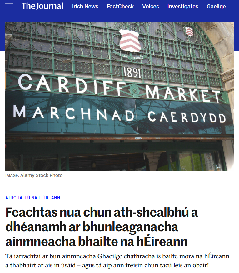 "Breis is 100 bliain ó gur bhaineadh saoirse amach ó dheas ar an oileán seo, nach náireach an rud é go bhfuil muid fós ag úsáid logainmneacha coilíneacha gan chiall go forleathan."

✊Sínigh an Gealltanas Logainmneacha anois  - cnag.ie/athghaelu