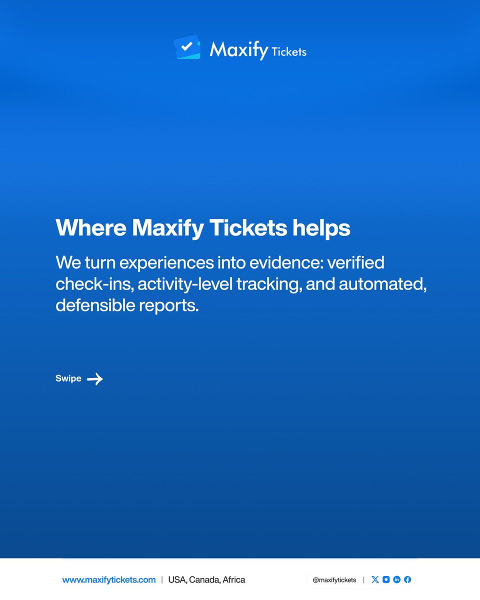 MaxifyTickets's tweet image. Book a demo with Maxify Tickets and make your next event verifiable.

Click to book your demo via: MaxifyTickets.com and get started NOW!

#MaxifyTickets #EventPlanning #SeamlessEvents #EventManagement