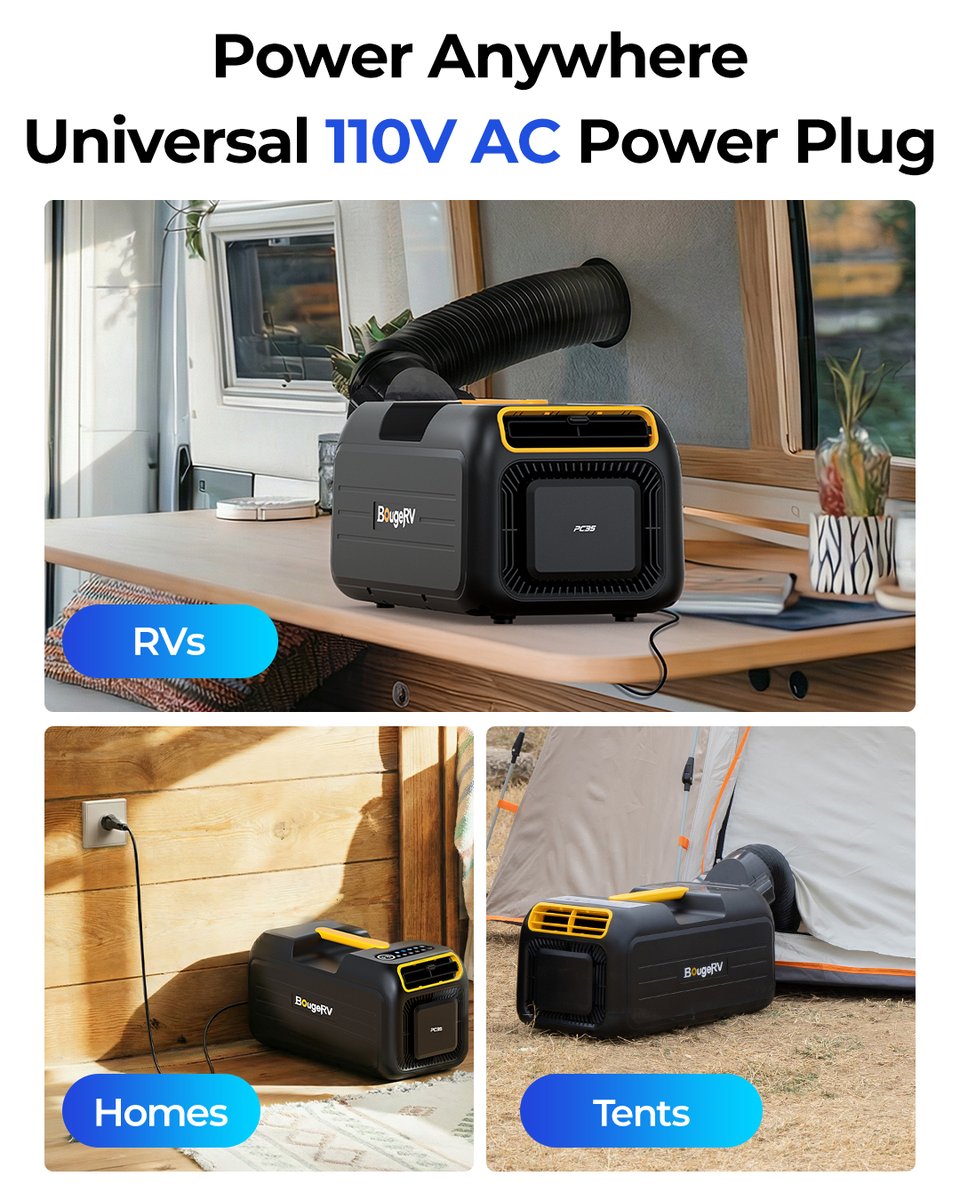 BougeRV_US's tweet image. Stay cool wherever you go with this portable AC ❄️
• 3500BTU powerful cooling
• Made for tents, vans, and off-grid setups
Shop now: bit.ly/4sTcKsF
#offgrid #offgridliving #overlanding #airconditioner