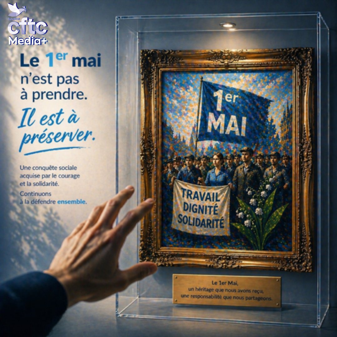 CftcMediaplus's tweet photo. Image simple, message clair.

Le 1er mai n’est pas un jour comme les autres.

Un repère collectif, un symbole à préserver.

La CFTC rappelle l’importance de respecter l’esprit de cette journée.

#1erMai #FeteDuTravail #CFTC #DroitsDesTravailleurs #respect #CFTCMediaPlus https://t.co/XQCxwxvQc3