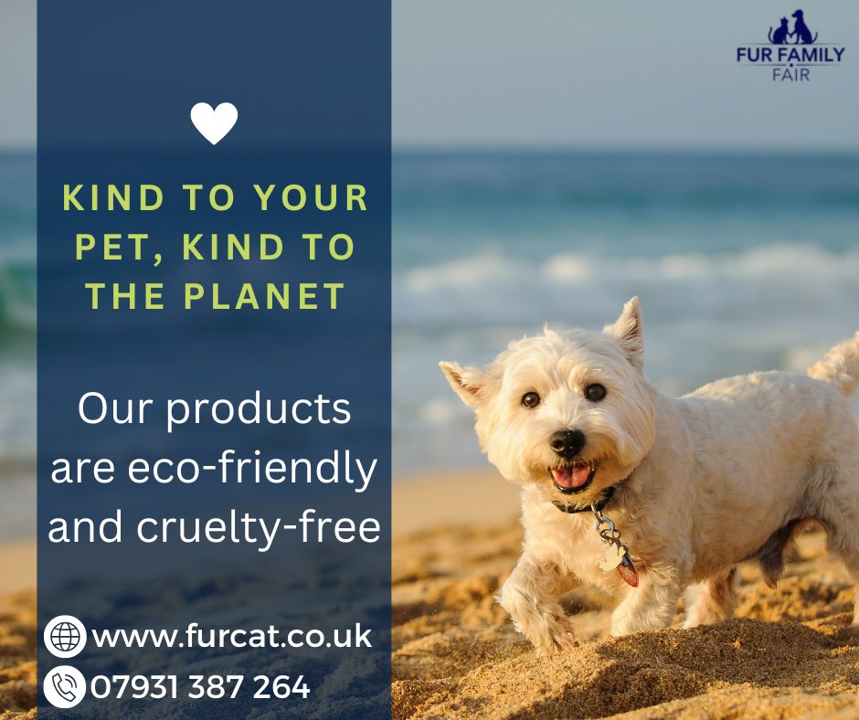 FurFamilyFair1's tweet image. Caring for your pet should also mean caring for the world they live in.

Our eco-friendly and cruelty-free products are designed with both your pet and the planet in mind.

🌐 furcat.co.uk

#EcoFriendlyPets #CrueltyFree #SustainableLiving #FurFamilyFair #PetProductsUK