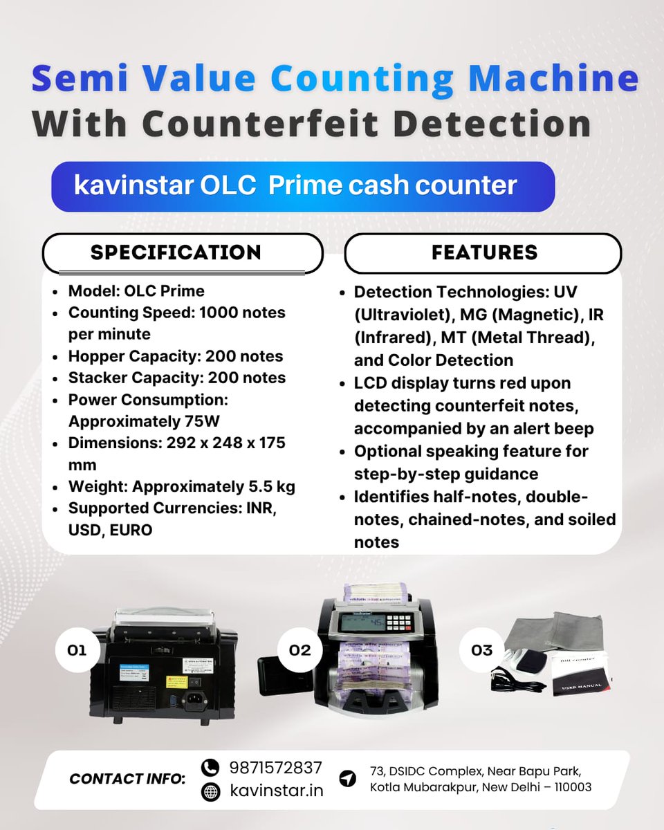 Kavinstarindia1's tweet image. Count smarter, not harder 💰
Kavinstar OLC Prime Cash Counter
✔ Fast
✔ Accurate
✔ Fake note detection
Perfect for every business!
💸 ₹9,990
📞 9871572837
🌐 kavinstar.in
#CashCounter #BusinessTools #RetailIndia #SmartBusiness #Automation