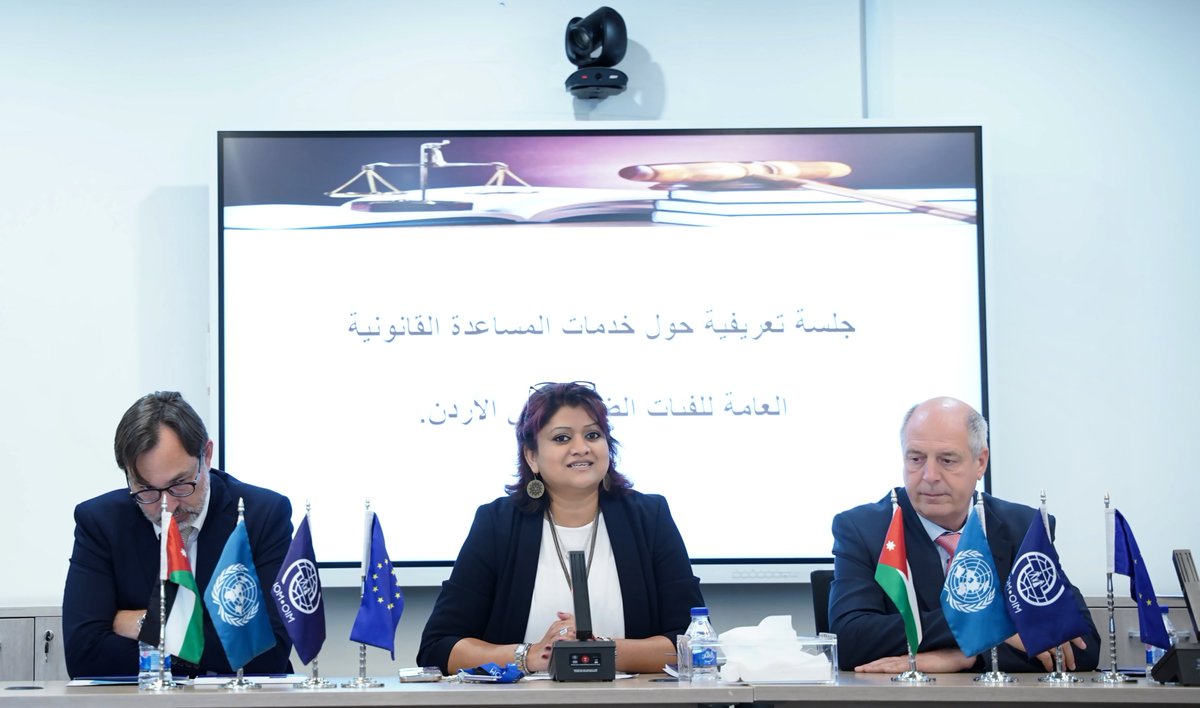 IOM_Jordan's tweet image. Last Thursday, #IOMJordan, with the @MOJ_Jor, held an information session for embassies and consulates on public legal aid services for vulnerable groups in Jordan under the @EUinJordan funded Support to #AccesstoJustice project. #GIZ