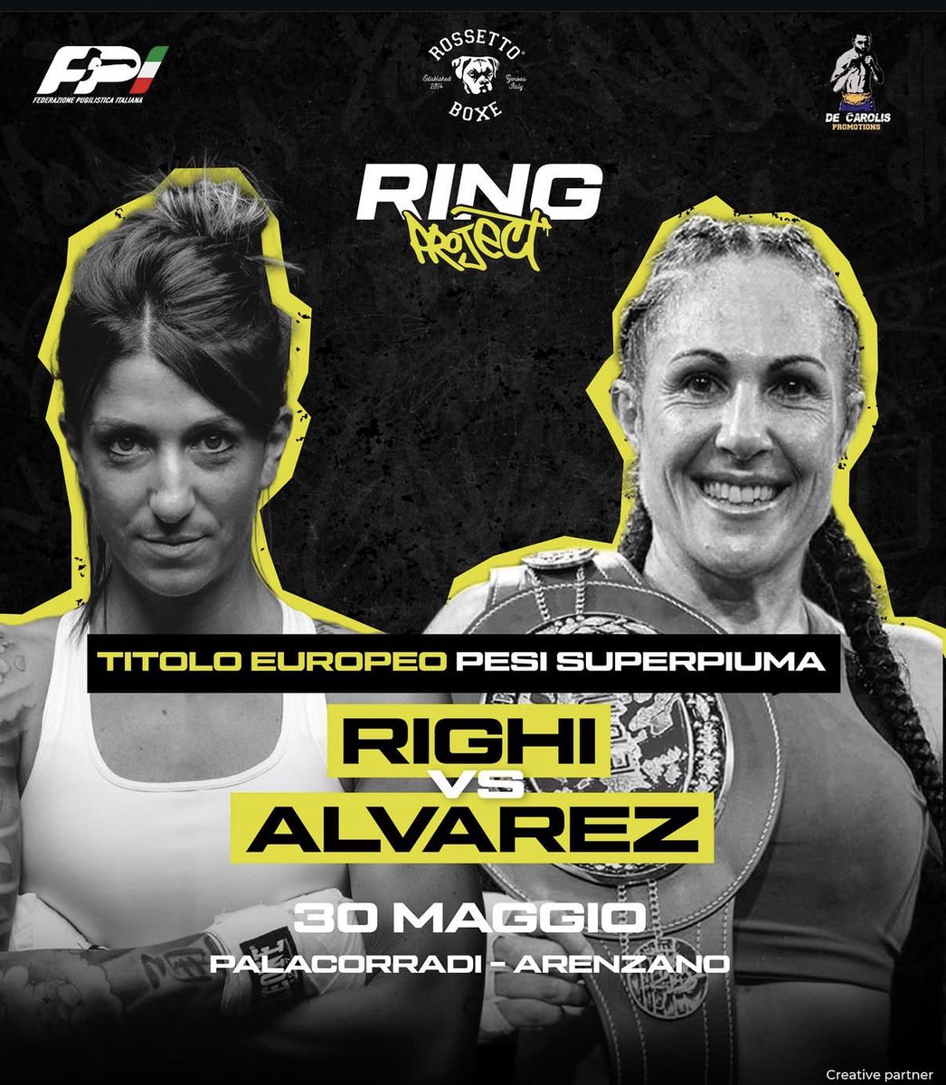 FPIBoxe's tweet image. 🥊 🏆🇪🇺 EBU Gold Superpiuma
🥊  Martina Righi 🇮🇹vs Almudena Al Arezzo 🇪🇸 
🏟️ Arenzano - PalaCorradi - 30 Maggio 2026 

🥊 Org. De Carolis Promotion - Rossetti Boxe 
#Boxing #Boxer #Pugilato