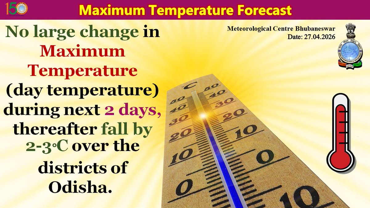 mcbbsr's tweet image. Maximum Temperature Forecast
#Odisha #weather #OdishaWeather #weatherforecast #temperature #summer