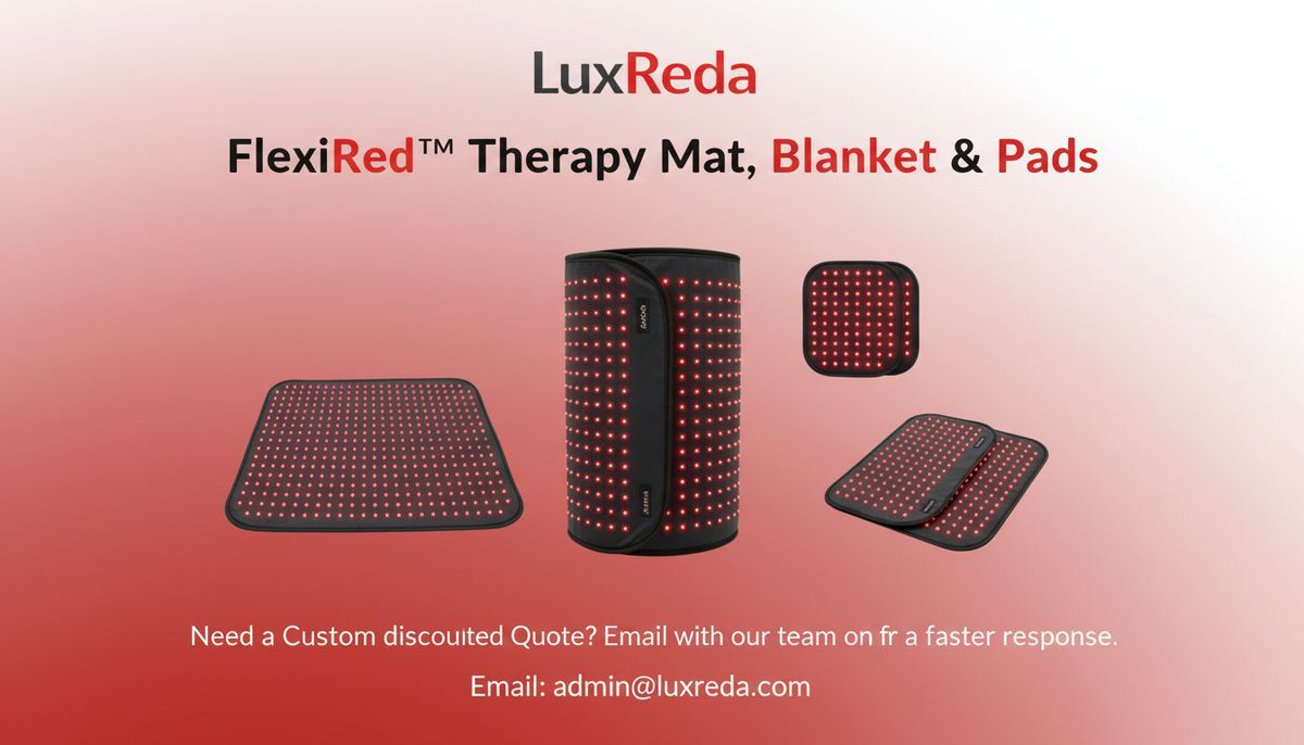 reda_lux's tweet image. 🌿 Relax, recover, and recharge with the LuxReda FlexiRed™ Therapy Mat, Blanket &amp;amp; Pads. Perfect for daily body support and post-workout recovery.

🛒 Shop here: luxreda.com/product/luxred…

📩 Custom Discount Quote: admin@luxreda.com

#LuxReda #Recovery #Wellness #RedLightTherapy