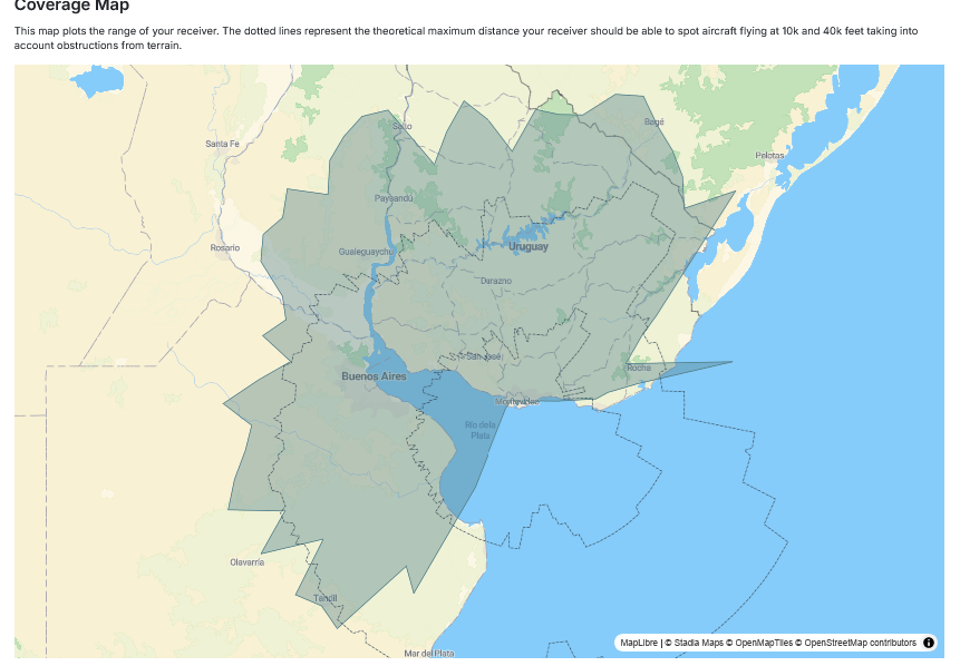 cx1cw's tweet image. Another site ready to report ADS-B data for @planefinder! 
This one is from an exceptional location in Juanico, Canelones. From the site at about 55 meters above sea level, plus 6 meters for the house, plus at least 15 meters for the tower... 
Thanks Dan &amp;amp; team.
#ADSB @rgsuy