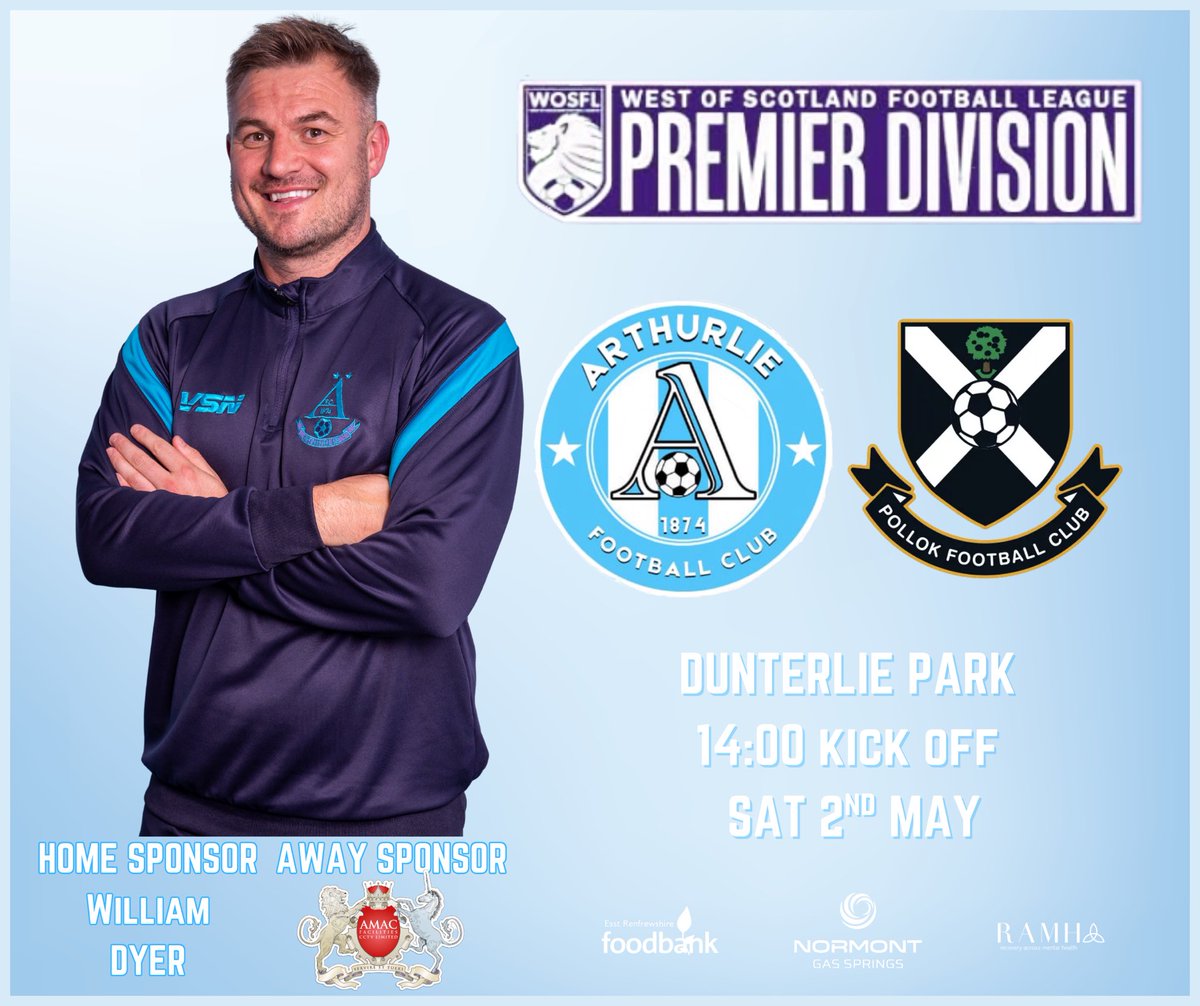ArthurlieFC's tweet photo. It’s Derby week! 

Join us on Saturday for what could be @pollokfc last visit to Dunterlie in the league. 

Kick off is 14:00 https://t.co/LMAT3IDb63