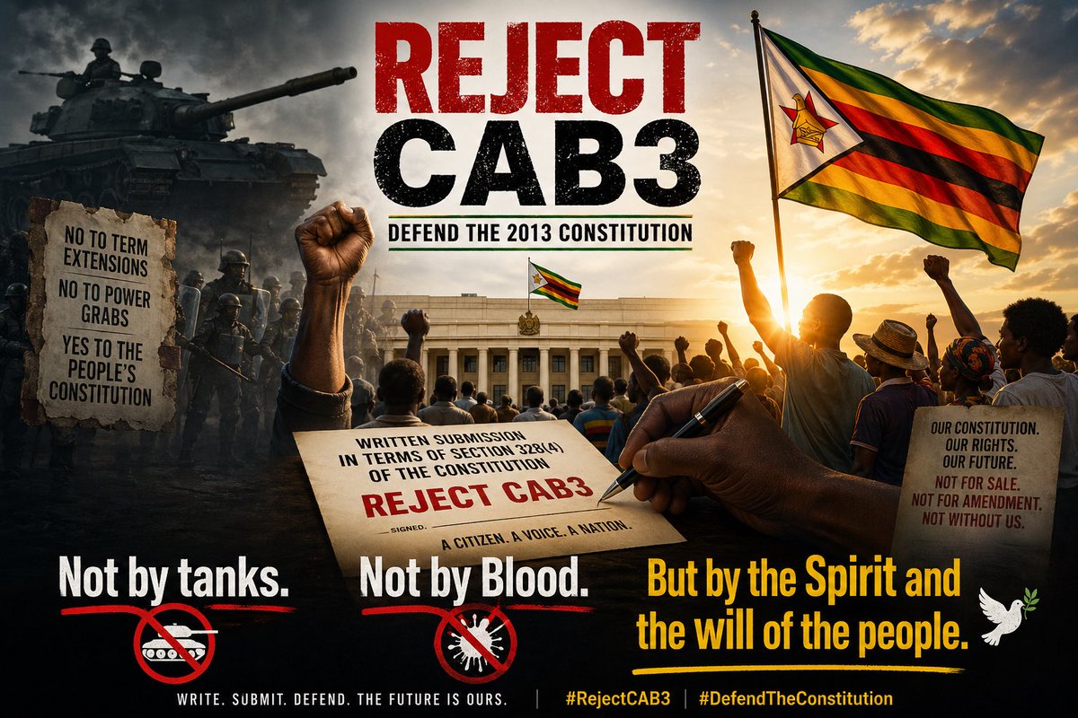 Tomorrow morning on AllThingsZimbabwe.Substack.com:
Three templates to Reject CAB3 — for citizens, for organisations, for the diaspora.
One deadline: 15 May.
Not by tanks. Not by blood. But by the Spirit and the will of the people.
#RejectCAB3 #DefendTheConstitution