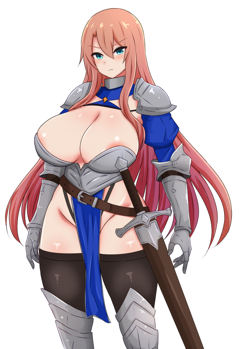 こんな感じで凛々しい女騎士さんを描いたけど、がんばって描いたのにすぐ敗北してボロイ衣装に変わる予定