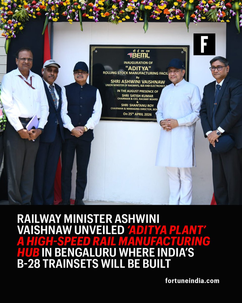 FortuneIndia's tweet image. [Part 1/2]

🚨 India is gearing up for a major leap in rail travel with its first indigenously designed bullet train, the B-28, set to debut on the Mumbai–Ahmedabad corridor in 2027.

Swipe for more details&amp;gt;&amp;gt;

#BulletTrain #MakeInIndia #HighSpeedRail