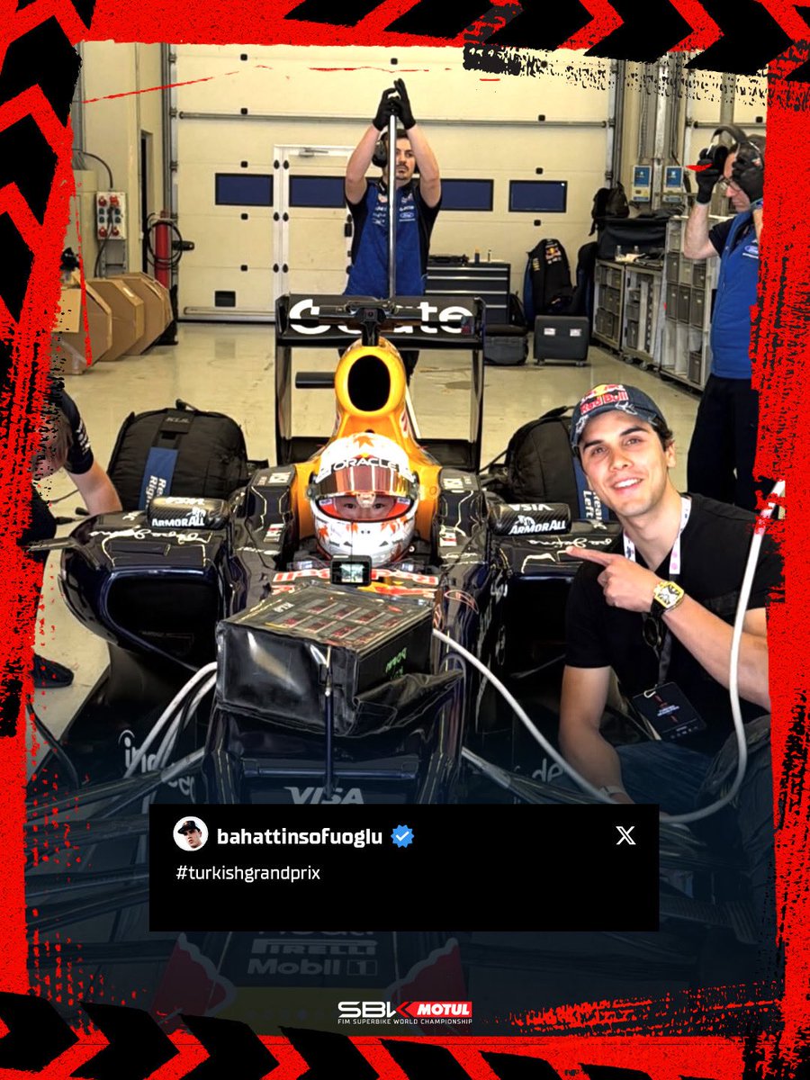 WorldSBK's tweet photo. From #WorldSBK to #F1 vibes 🔥 

@bht54sofuoglu was a special guest at Istanbul Park alongside @yukitsunoda07👀 https://t.co/ImMel7YLVC