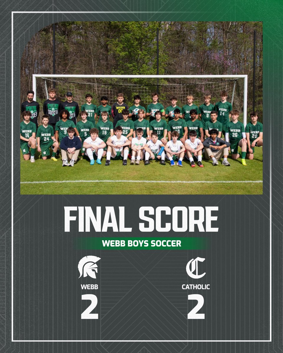 KnoxWebbSports's tweet image. The Webb soccer team tied Catholic 2-2 in a big region match on Thursday. They return to action with another region match at Baylor this evening. 

#GoSpartans ⚔️🟢⚪️