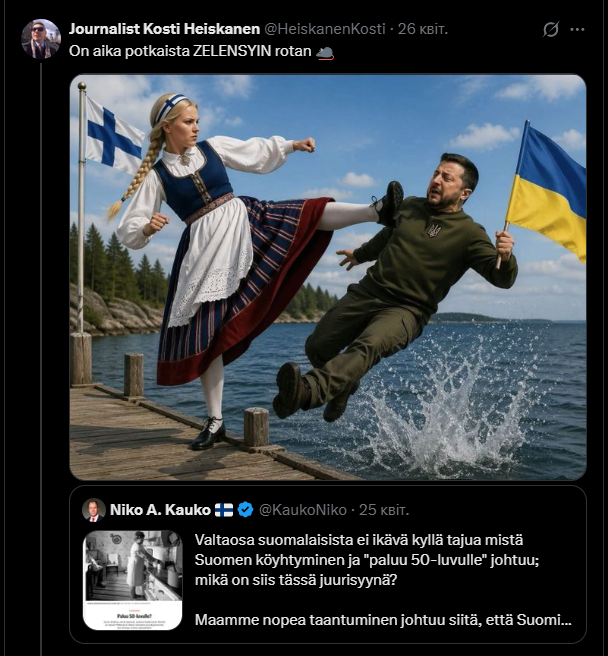 iwontsmthing1's tweet image. #NAFO
The Twitter account @ HeiskanenKosti should not be considered a Finnish source. It is part of a broader Kremlin strategy of using fabricated or misleading foreign identities to influence international audiences.

An investigation by Current Time reveals that the Twitter