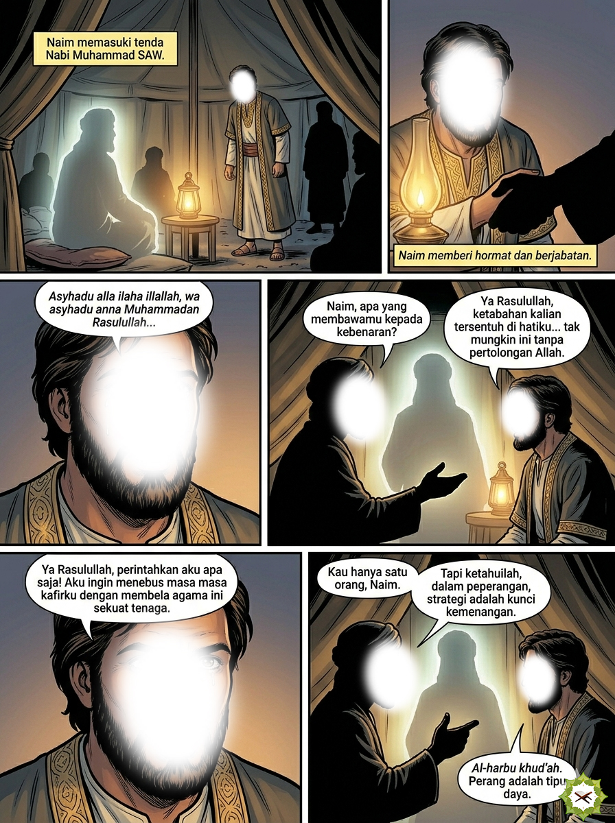 milleniumengaji's tweet photo. KOMIK NAIM BIN MAS'UD : PLOT TWIST PERANG KHANDAQ #comics #fypviralシ #komik #history #nabi #mualaf (01) https://t.co/KZnBaA3qMF