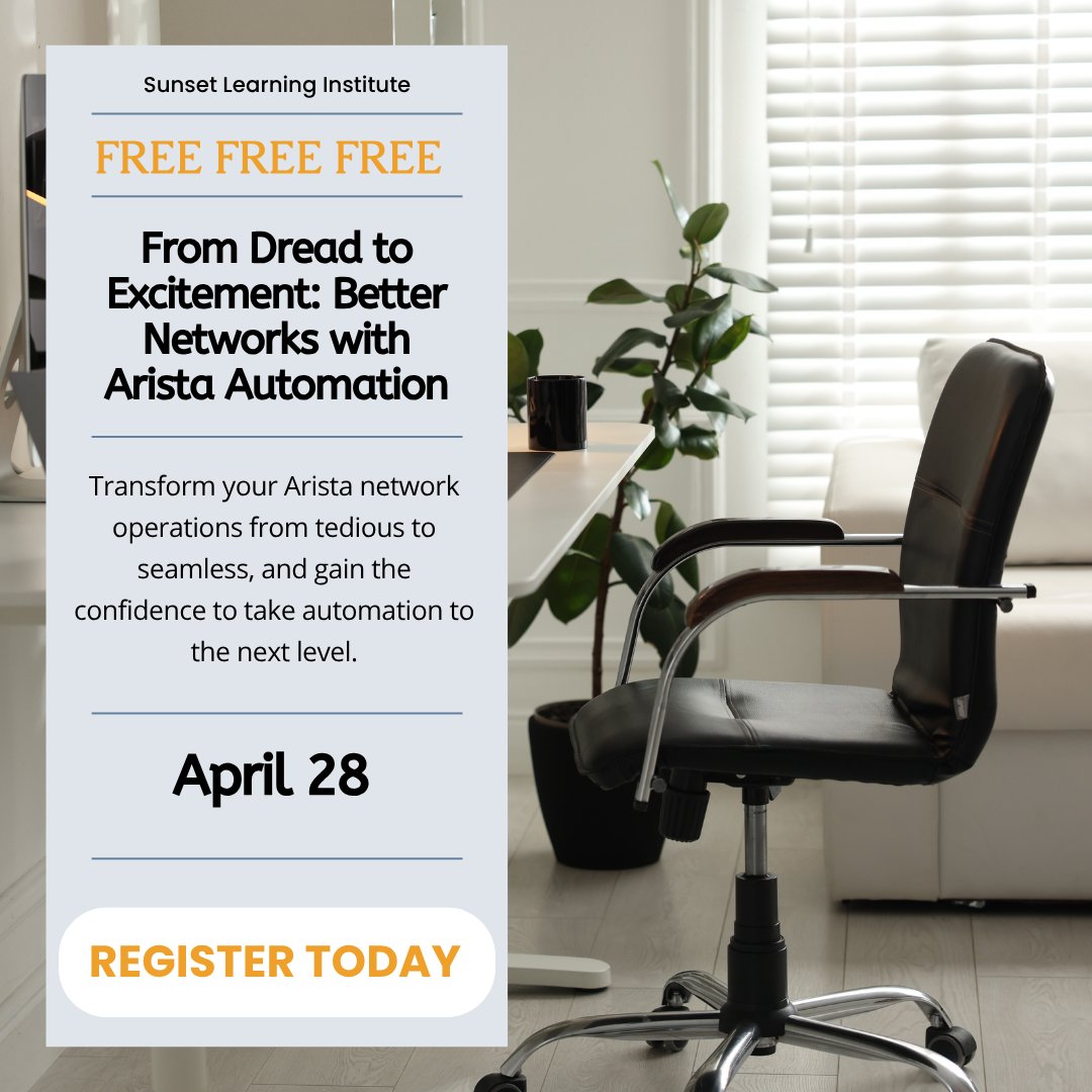 Still managing Arista networks manually?

Join Tony Bourke for a hands-on look at how Arista automation tools help network teams move faster and operate more reliably.

Perfect for network administrators who want to modernize their operations.

bit.ly/4276geM