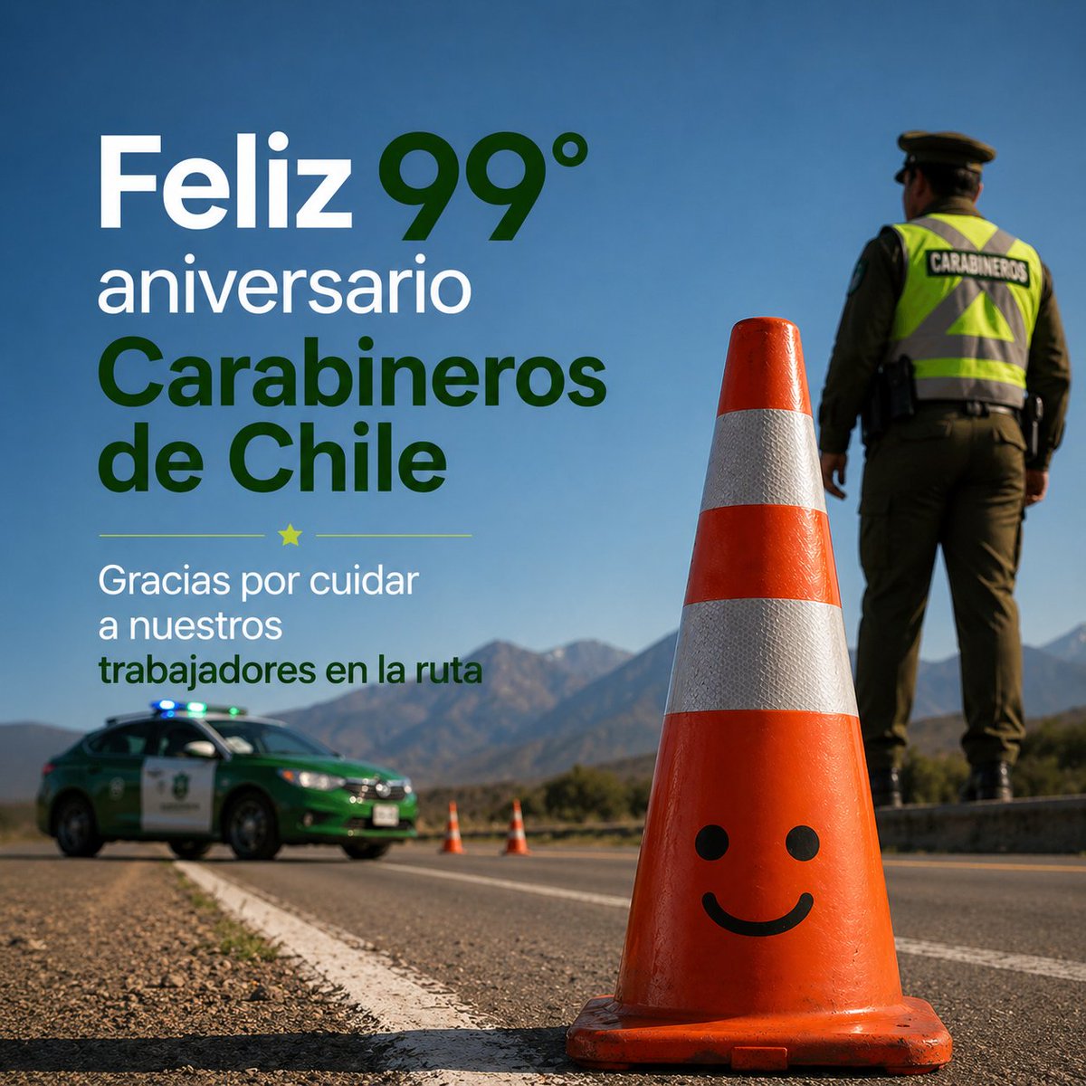 Gracias por cuidar de nuestros trabajadores en la ruta <a href="/Carabdechile/">Carabineros de Chile</a> <a href="/radiocarab/">Carabineros Radio</a> #99Años