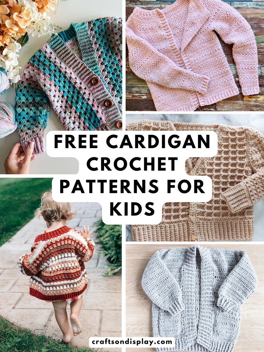 CraftsOnDisplay's tweet image. Let’s be real – #crocheting for kids is the best. The projects are small, they work up fast, and you get to see your hard work running around on a tiny human. ❤️Beautiful free #cardigan #crochet patterns for kids - craftsondisplay.com/crochet/cardig…