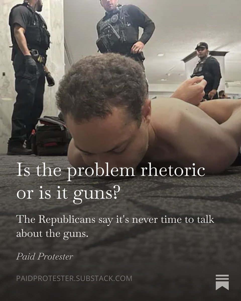 paidprotestr's tweet image. Free Article Link:
paidprotester.substack.com/p/is-the-probl…

When fascists tell you to turn down the rhetoric, they need to stop being fascists first. The public wants gun control, but we never get it with bought and paid for Republicans.

#GunControl #fascists #NRA #rhetoric #Trump #Republicans
