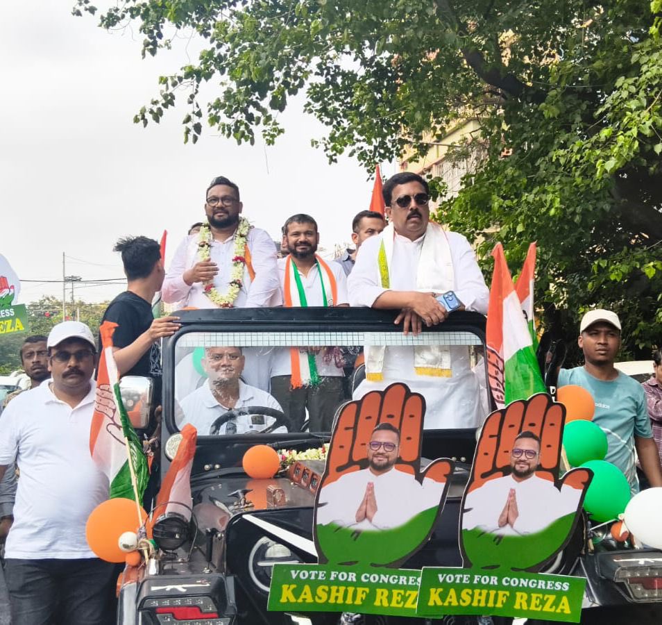 NasirHussainINC's tweet image. 27 April 2026 | 📍Entally, West Bengal

At the Entally Assembly Constituency for the election campaign roadshow of INC candidate Shri Kashif Reza, alongside Shri Kanhaiya Kumar @kanhaiyakumar, AICC In-charge (NSUI).

#Entally #WestBengal #ElectionCampaign #Roadshow #Congress #INC