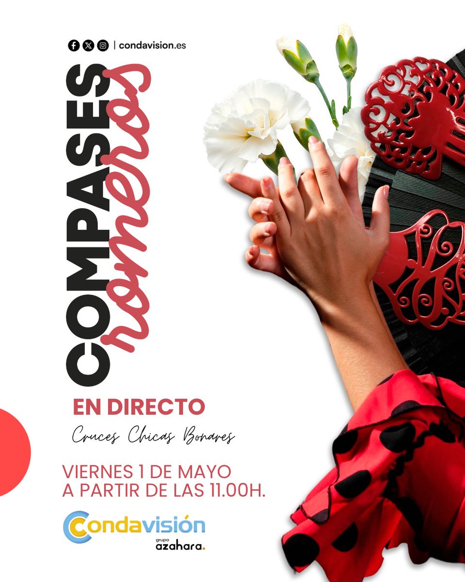 Condavision's tweet image. 🌷Vuelve la primavera... vuelve: "𝑪𝒐𝒎𝒑𝒂𝒔𝒆𝒔 𝑹𝒐𝒎𝒆𝒓𝒐𝒔"

✨Esta vez, viviremos 𝒆𝒏 𝒅𝒊𝒓𝒆𝒄𝒕𝒐 la procesión de las 𝑪𝒓𝒖𝒄𝒆𝒔 𝑪𝒉𝒊𝒄𝒂𝒔 de 𝑩𝒐𝒏𝒂𝒓𝒆𝒔

#Condavisión #CompasesRomeros #Primavera #Bonares