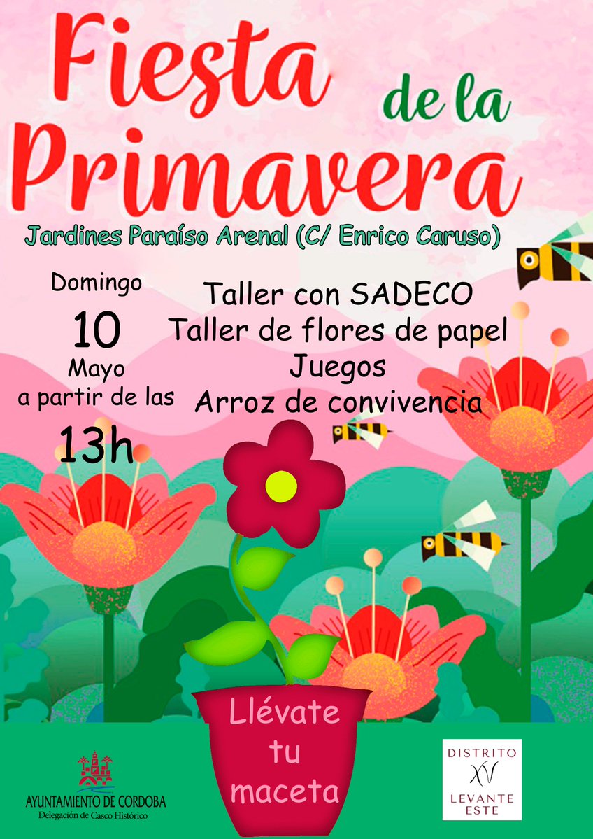 ParticipaCor's tweet image. 🌸 ¡Habemus fecha! ☀️ La Fiesta de la Primavera de Levante Este se traslada al domingo 10 DE MAYO en Jardines Paraíso Arenal. 🌳✨

🥘 Arroz de convivencia. 🎨 Talleres y juegos. ♻️ Animación con @sadecocordoba

¡No te la pierdas! 🙌🎶

#Córdoba #LevanteEste @ayuncordoba_es