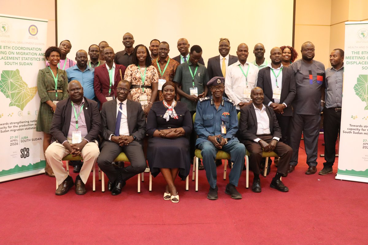 IGADHealthS's tweet photo. Strengthening Migration & Displacement Data in South Sudan

IGAD, in collaboration with South Sudan’s National Bureau of Statistics (@NBS_Statistics), has convened a multi-stakeholder meeting in Juba on migration and displacement statistics.

The 4-day consultation brings together members of the Technical Working Group on Migration and Displacement Statistics to strengthen coordination and technical capacity for producing timely, reliable, and disaggregated data.

The IGAD Head of Mission to the Republic of South Sudan, Dr @Vickyanib01, commended actions by @SouthSudanGov towards increasing the availability of high-quality, timely, and reliable disaggregated migration and displacement data. 

The consultations will deliver a technical draft of the country's Migration Profile, standardized glossary of migration terms used across MDAs, and agreed-upon surveys/administrative improvements ahead of the upcoming reporting cycle.