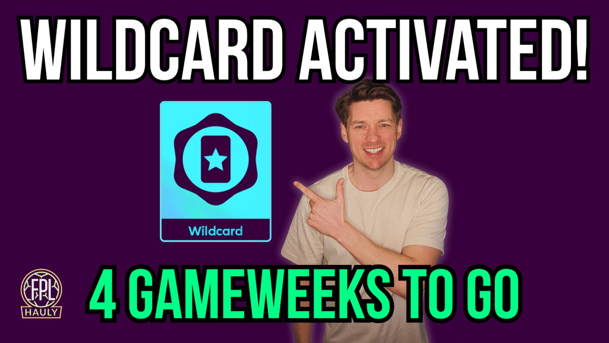 FPLHauly's tweet photo. My GW35 wildcard is activated.

4 gameweeks left. One goal. Top 50k from 125k.

I've built 3 drafts based on which chips you have left.

Which profile are you?
🟢 Wildcard only 
🟡 Wildcard + Bench Boost 
🔴 Wildcard + BB + TC

Full video https://t.co/DTBaddgdrC https://t.co/gKE7JIzV0p