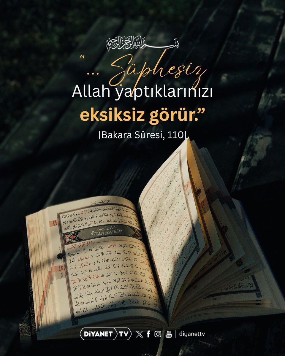 DiyanetTV's tweet image. Rahmân ve Rahîm olan Allah'ın adıyla

❝...Şüphesiz Allah yaptıklarınızı eksiksiz görür.❞

[Bakara Sûresi, 110]