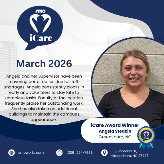 smoworks's tweet photo. We’re proud to recognize Angela Steakin as a March iCare Award winner! 👏
👉 Read more: https://t.co/IRtkFx7ZZH
#smoworks #EmployeeRecognition #smoiCareAwards #CleanWithPurpose #janitorialservices https://t.co/kcMZIFDwzN