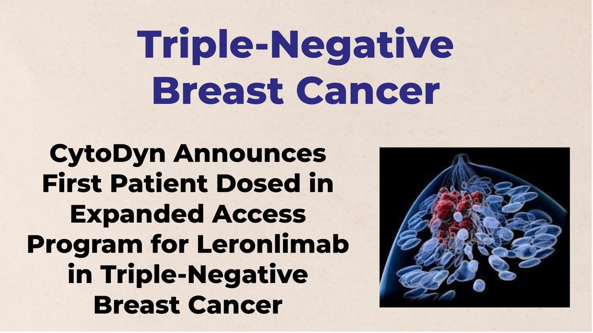 CheckOrphan's tweet image. CytoDyn Announces First Patient Dosed in Expanded Access Program for Leronlimab in Triple-Negative Breast Cancer - For More Information Visit  checkorphan.org/news/502047/  #CytoDyn  #Rare_Diseases  #TNBC  #Breast_Cancer  #Orphan_Drugs  #Cancer_research  #Cancer_Drugs