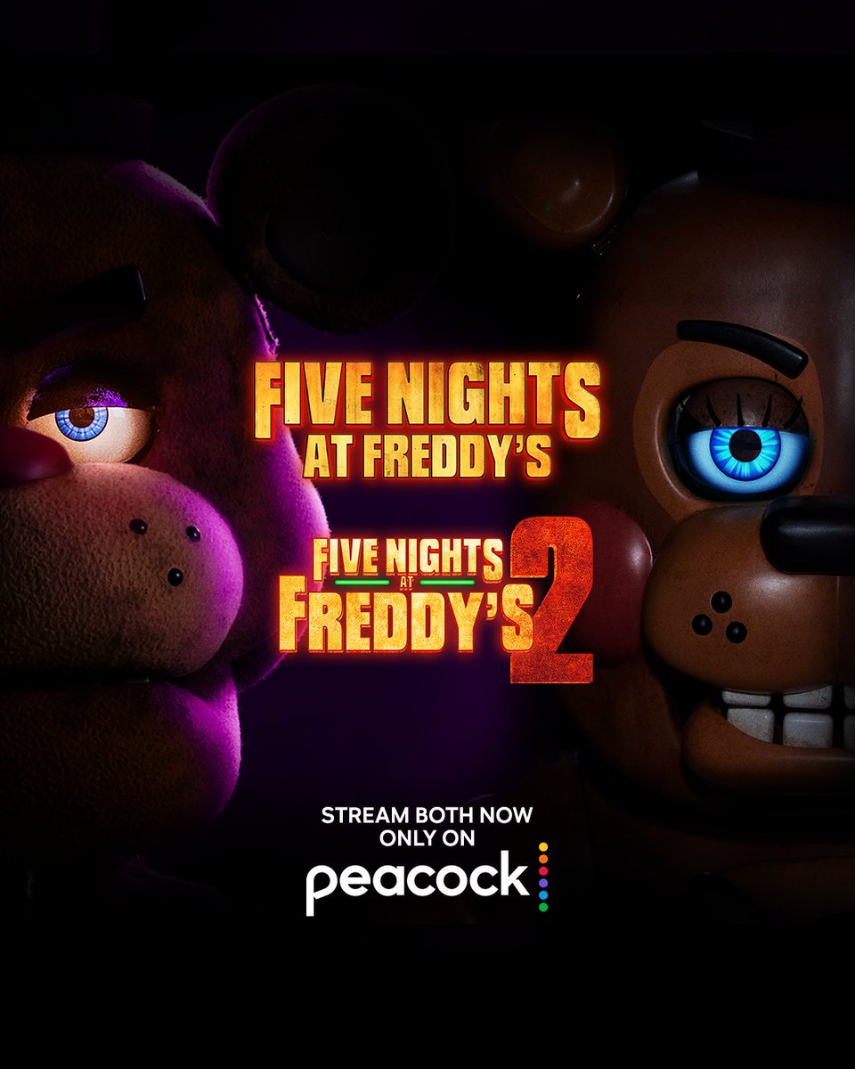 peacock's tweet photo. All of the animatronics are finally together 🍕

#FiveNightsAtFreddys and #FNAF2 are streaming on Peacock. https://t.co/1dS4CB7TvA