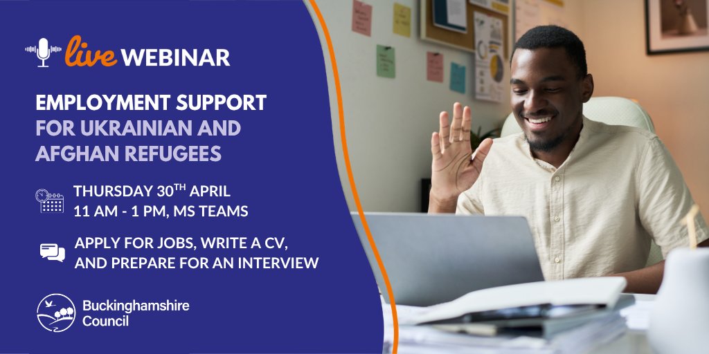 bucks_careers's tweet image. 📣 Calling all Ukrainian and Afghan jobseekers! There’s still time to register for our Employment Support Webinar this Thursday, 11am - 1pm: tinyurl.com/4p58henv
 
For queries, please contact us at: h4uresourcing@buckinghamshire.gov.uk 

#RefugeeSupport #EmploymentSupport
