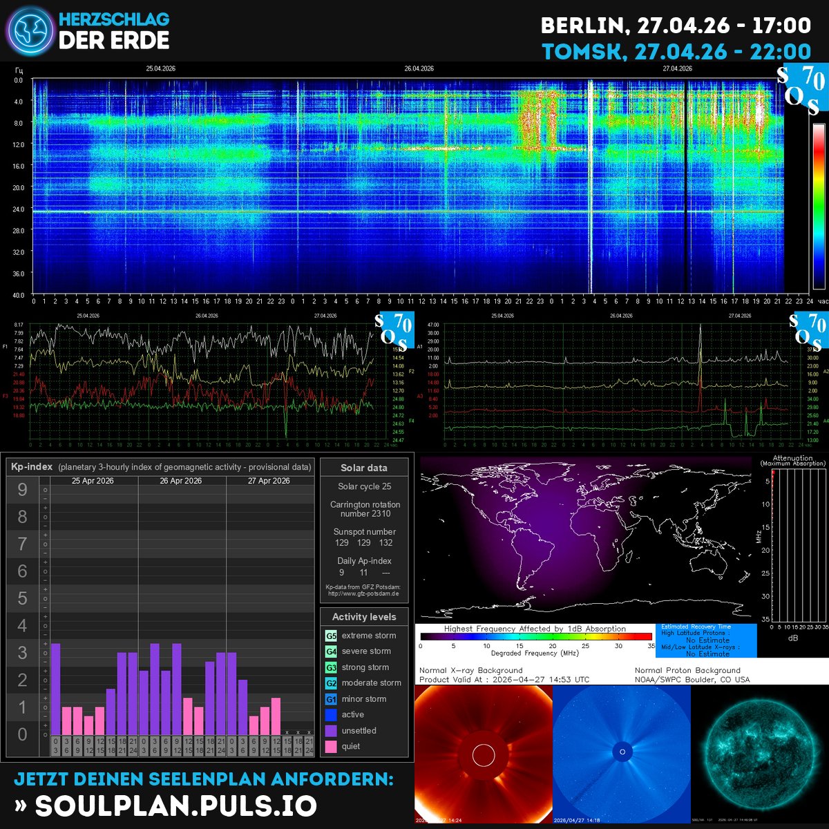 SchumannBotDE's tweet image. 🌍✨ Strong cosmic waves today! The Earth's heartbeat pulses with intense energy—feel the connection to something greater. Tune in, ground yourself, align with the flow. 💫 #Schumann #CosmicEnergy #Awakening kompass.herzschlag-der-erde.de