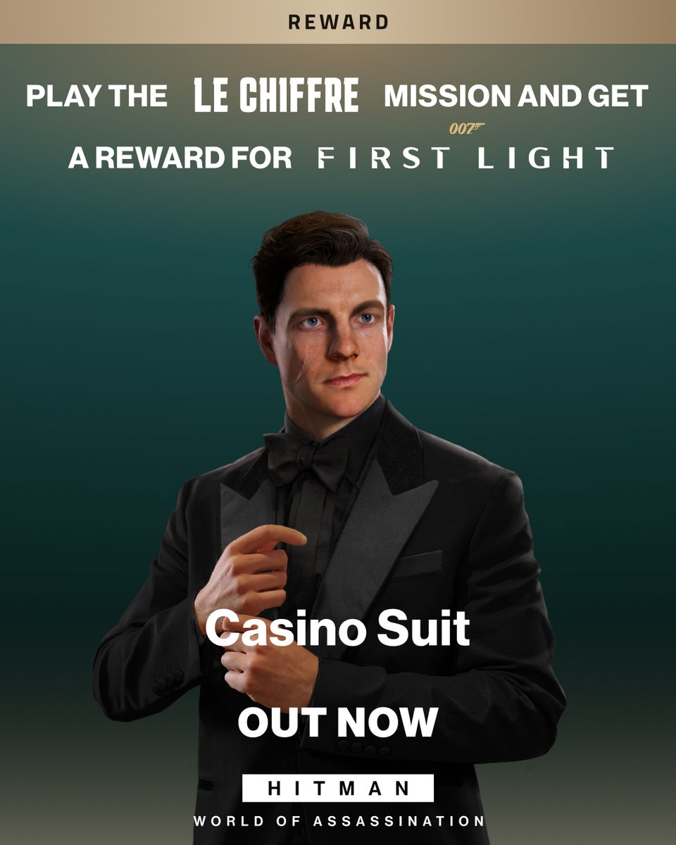 007GameIOI's tweet image. Go hand to hand against Le Chiffre from CASINO ROYALE and unlock the Casino Suit 👔 skin in 007 First Light.

Do you have what it takes to outmanoeuvre his plans?

Play the mission for FREE until May 25th and claim your reward. 🎯

hitman.com

#HITMAN #Agent47