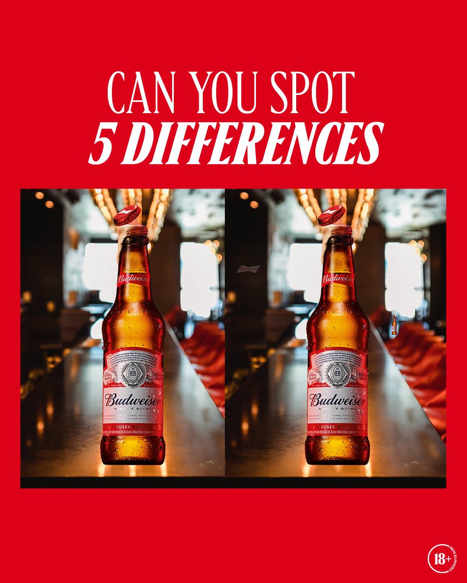 How observant are you?

Spot the 5 differences in the comments and you can get to win some exciting prizes.

#Budweiser