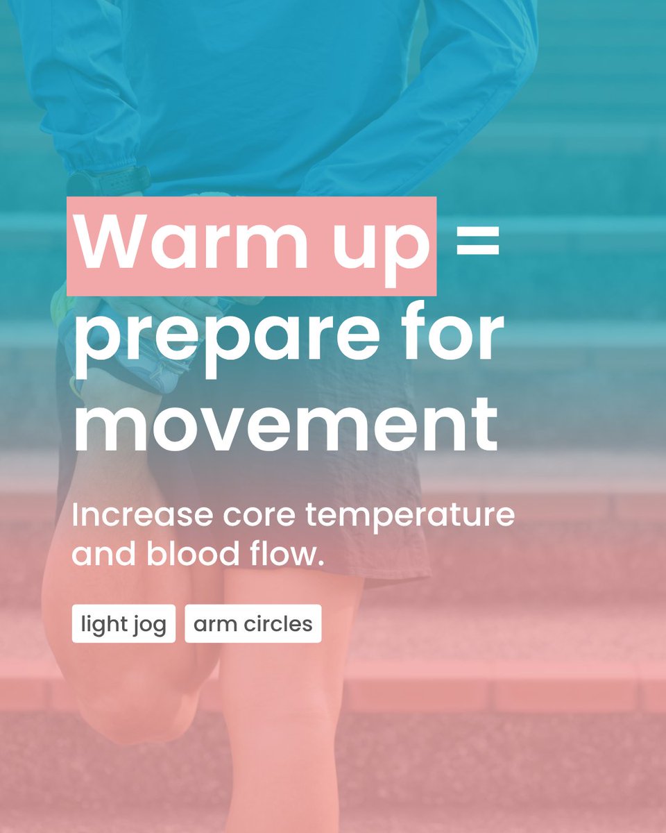 ExpyHealth's tweet photo. Warm-up, mobility, and stretching get used interchangeably, but they are not the same. A warm-up prepares your body, mobility builds control, and stretching focuses on length. None is better, it depends on what you need. #PhysicalTherapy #OnlineCare https://t.co/Iw0JQigF7G