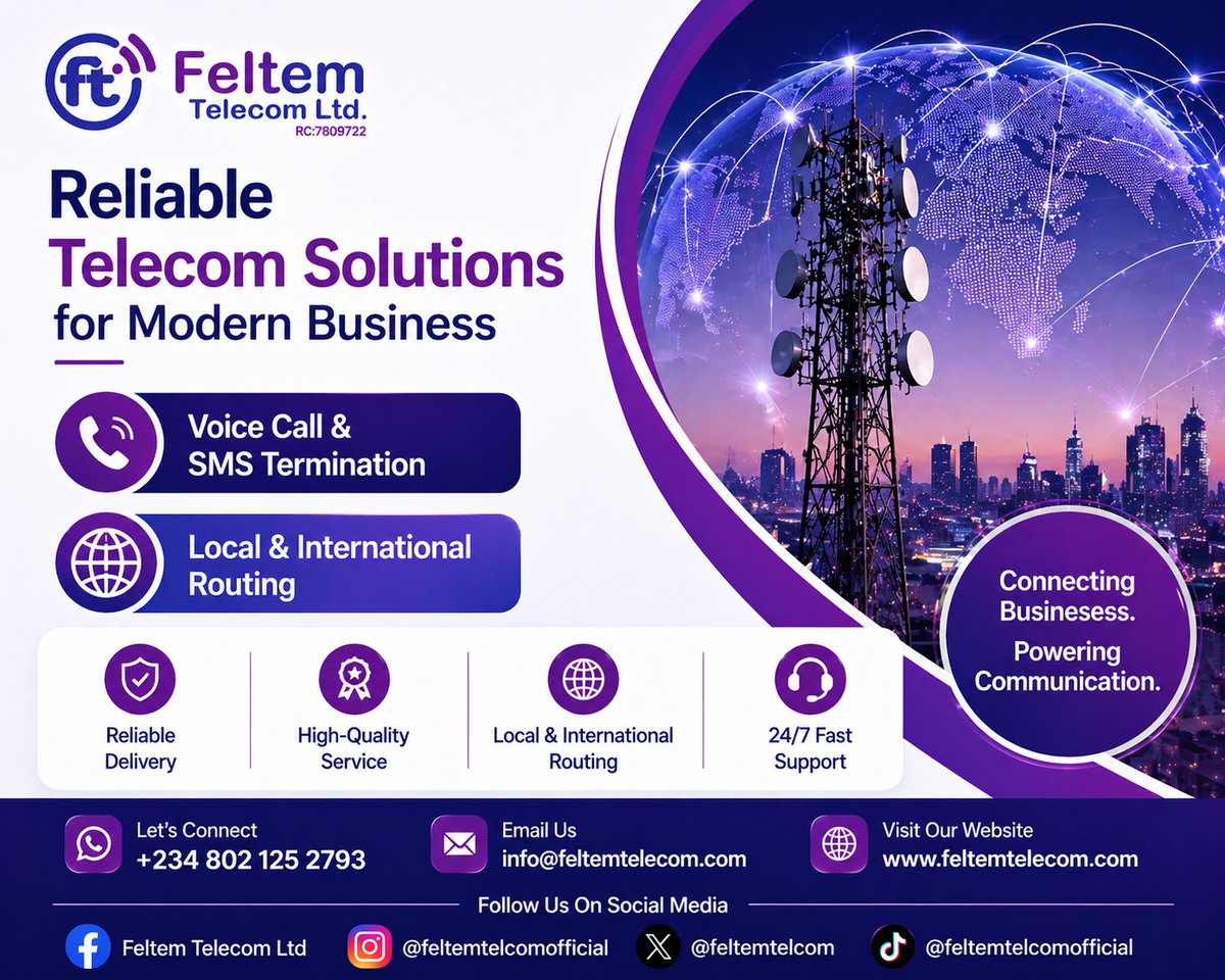 feltemtelcom's tweet photo. Start the week with a reliable telecom 

✔ Local &amp; International Routing
✔ High-Quality Service
✔ Reliable Delivery

Contact us to discuss your routing needs.
https://t.co/JDkndCTlcG

#FeltemTelecom #TelecomSolutions #VoiceTermination #SMSTermination https://t.co/DQr98jS9Nn