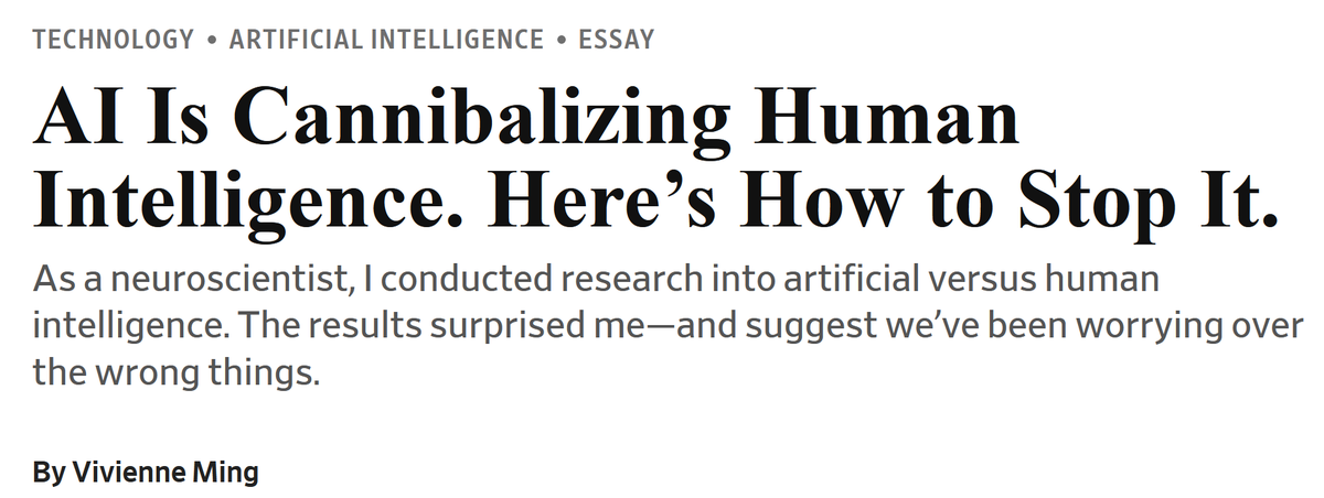 neuraltheory's tweet photo. My WSJ article reveals that 5% flourish with AI and the rest are eroded. https://t.co/2UfA1I6KzI