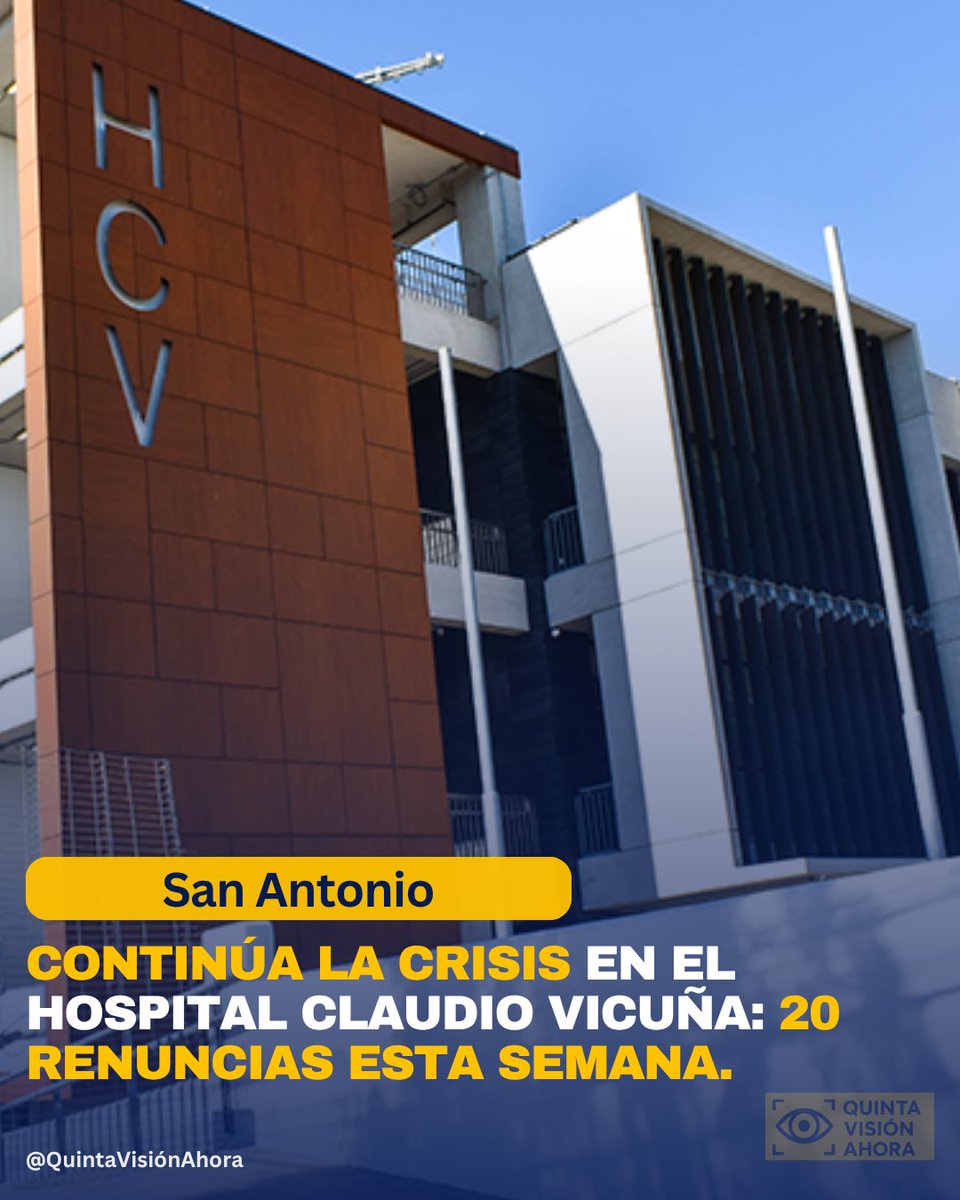 quintavahora's tweet image. Más de 20 médicos renunciaron al Hospital Claudio Vicuña de San Antonio en apoyo a su directora, Loreto Maturana, tras su salida. Más información en el enlace 👇👇👇

quintavisionahora.cl/2026/04/27/cri…

#SanAntonio #Salud #Hospital