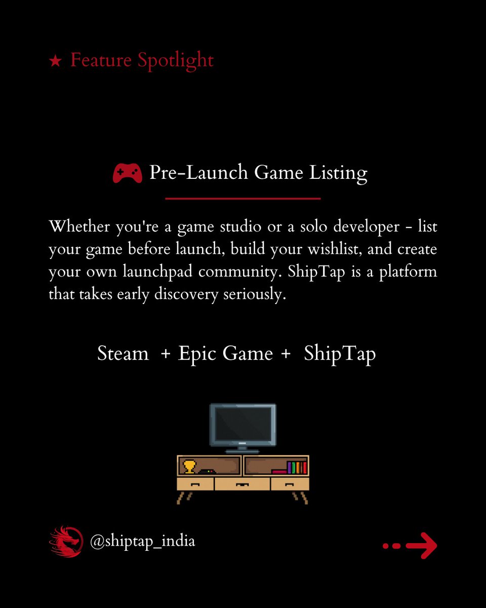 ship_tap's tweet image. List your game on ShipTap, before launch.
Whether you're a solo dev or a full studio, now you can list on Steam, Epic Games Store, and ShipTap: Game Store. Build your wishlist. Grow your audience. Ship with momentum.
Early access is open. Don't miss your spot. #IndieGame #Gamer