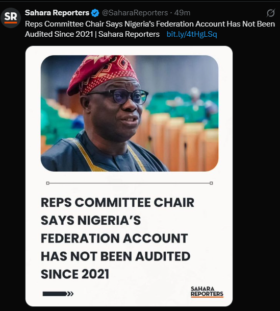 PLSInitiative's tweet photo. .@NigeriaGov Account Not Audited Since 2021⁉️

That means years of delayed scrutiny over how Nigeria's trillion-naira economy is managed.

This is why the Federal Audit Service Bill now before President @officialABAT must receive urgent assent.

The Bill can help modernize Nigeria’s audit system, strengthen autonomy, improve staffing, and support more timely audit reporting.

A country of Nigeria’s size cannot afford years of audit backlogs while public debt rises and citizens demand better services.

Mr. President, kindly #SignTheAuditBillNow!

Cc: @nassnigeria @housepac_ng @HouseNGR @NGRSenate @SaharaReporters @taiwoyedele @OAuGF @DMONigeria @CivilAudit 

>>https://t.co/c369S0Y1yc

#AuditReformNow