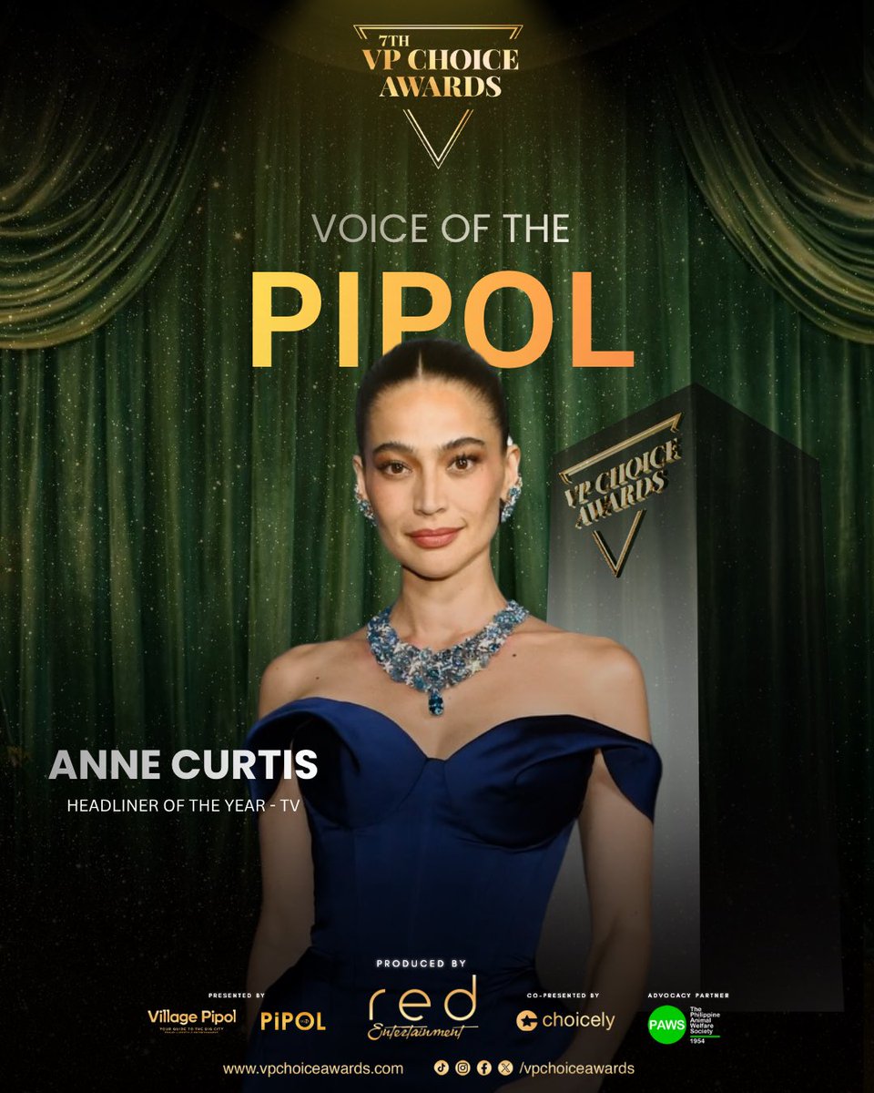 The 7th VP Choice Awards’ Headliner of the Year – Television goes to Anne Curtis, honoring her exceptional contribution to entertainment, highlighted by her powerful performance in It’s Okay to Not Be Okay. Her return to scripted television revealed a deeper level of artistry,