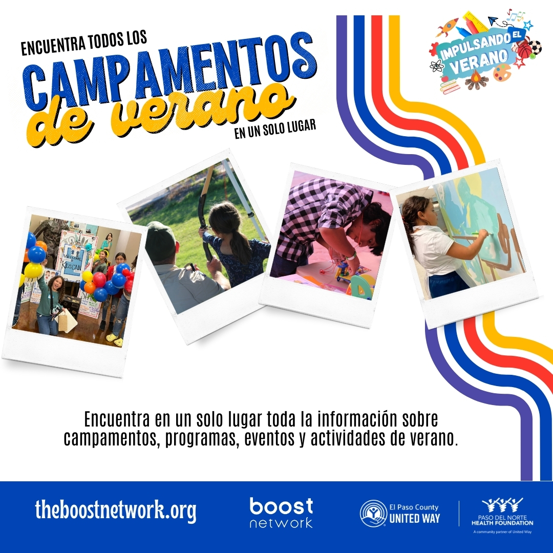 boostntwk's tweet photo. Worried about the summer school break? We have programs to keep your kids active, learning, and having fun!
 From camps to sports, arts, and more—explore summer camps across El Paso region.

Explore the full list of summer camps here: https://t.co/KgoDeYKIoV https://t.co/bOZIxEpx3K