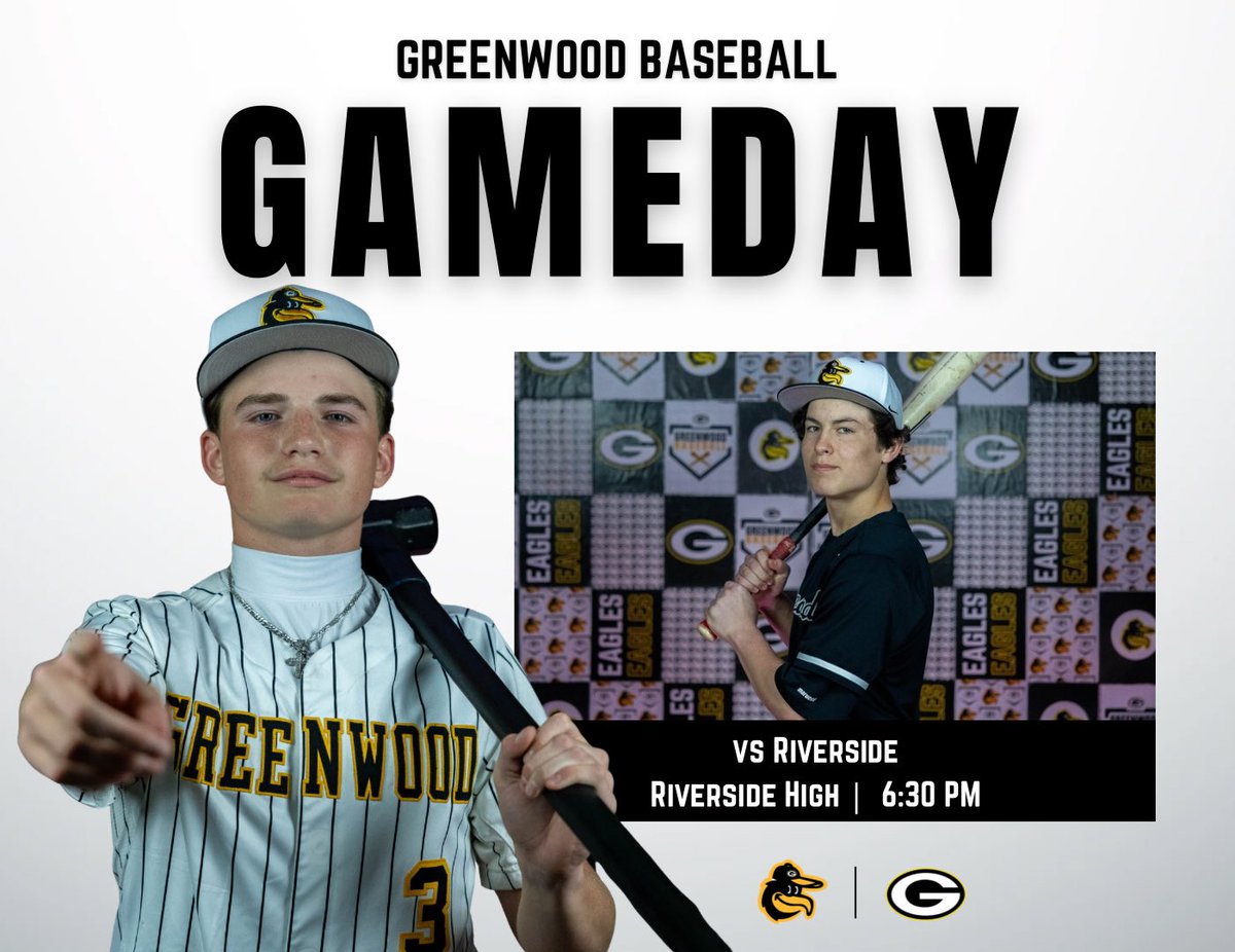 GHS_Baseball27's tweet photo. Game day! Your Greenwood Eagles hit the road for a non-region contest! See y’all in Greer! Be loud, be proud! Go Eagles!

🆚 Riverside Warriors
📍Riverside High School
🕐 6:30 pm https://t.co/dGZKm0SRrZ